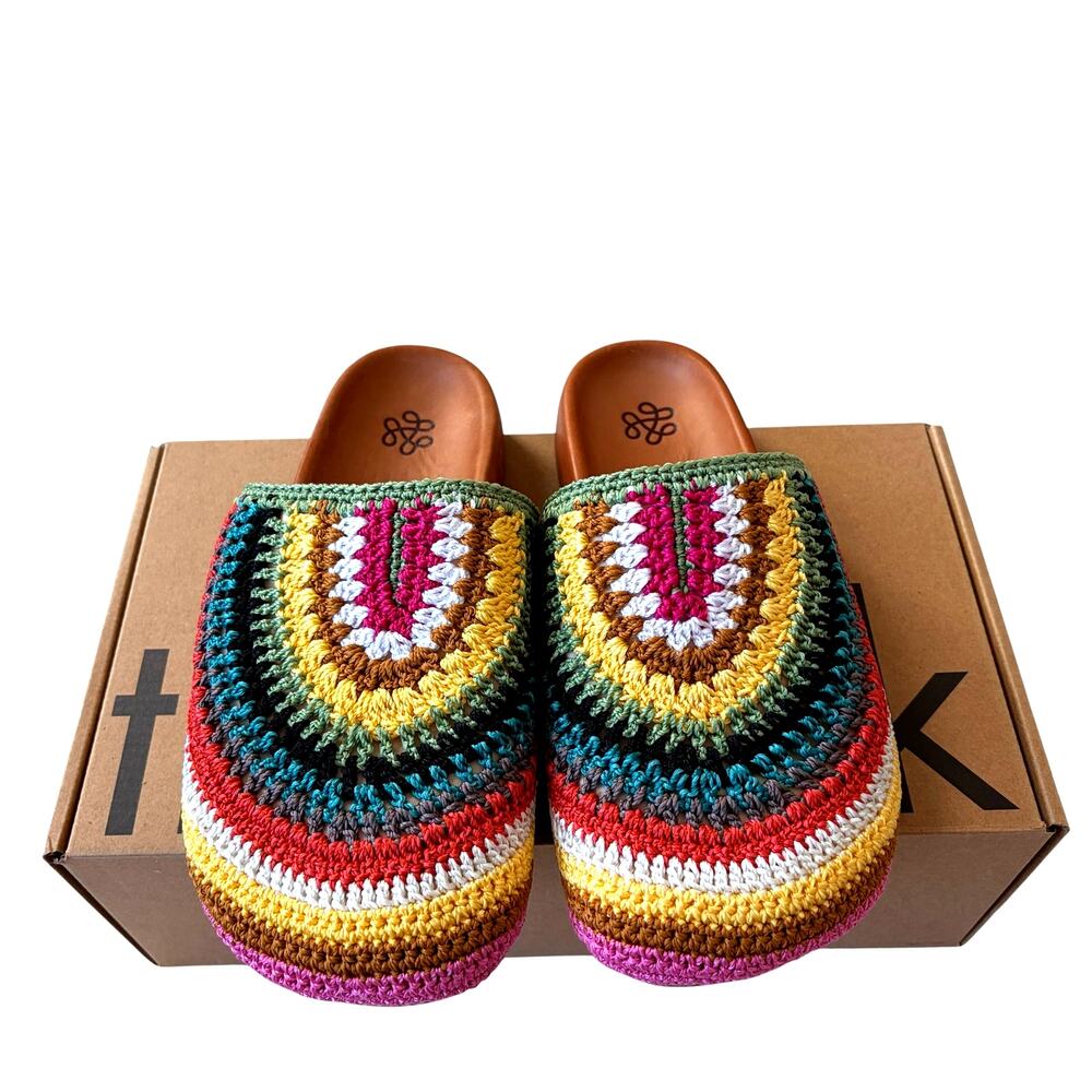 THE SAK NIB Bolinas Colorful Crochet Clogs in Island Dusk Size 6